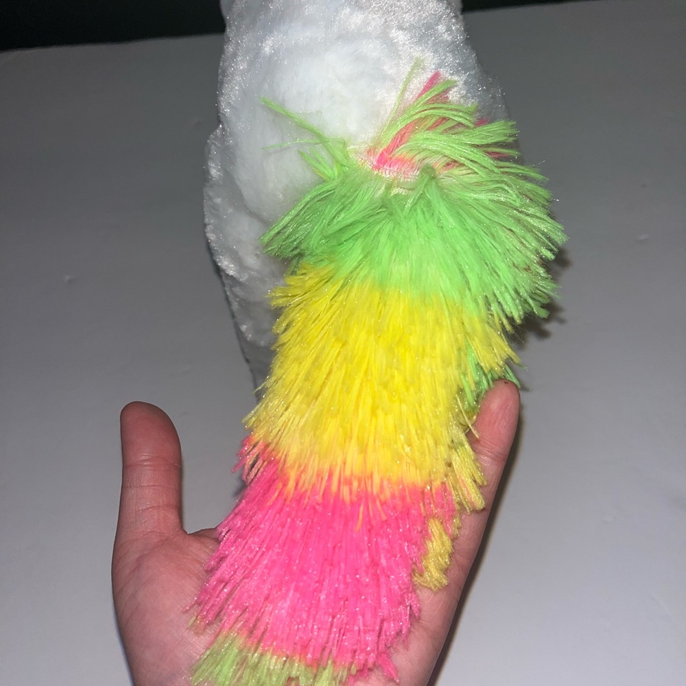 White Plush Unicorn with Rainbow Mane and Silver Hooves - Picture 5 of 7